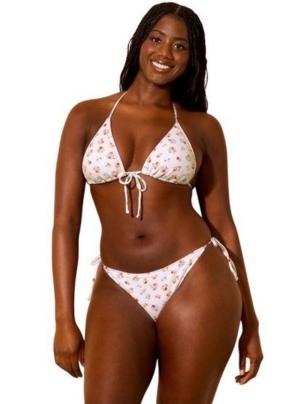 Floral 2 Piece Bikini Ditsy Print Pink Cream Cottagecore Fairycore Femme Medium